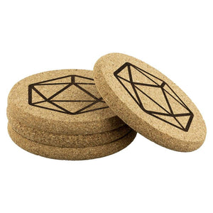 D20 Dice Round Cork Coasters - Set of 4 - Coasters