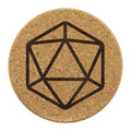 D20 Dice Round Cork Coasters - Set of 4 - Round Cork Coaster - 4pc - Coasters