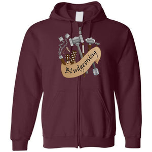 D&D What’s Your Damage? Bludgeoning Unisex Zip Hoodie - Maroon / S