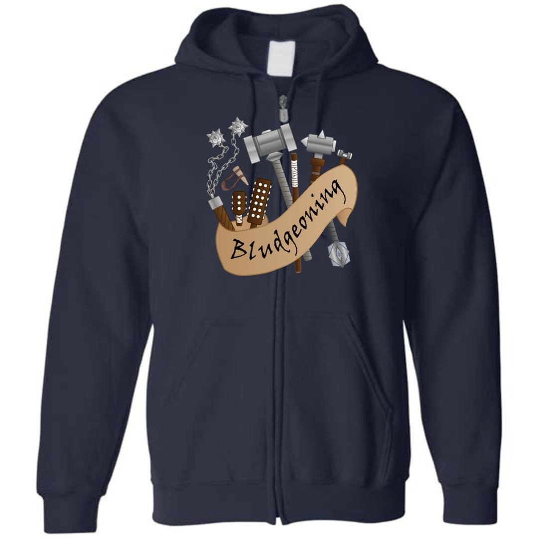 D&D What’s Your Damage? Bludgeoning Unisex Zip Hoodie - Navy / S
