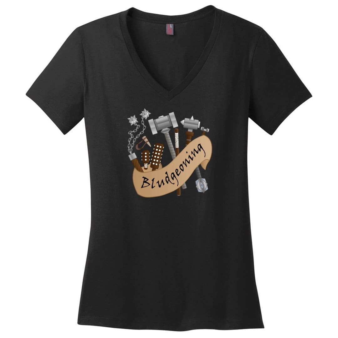 D&D What’s Your Damage? Bludgeoning Womens Premium V-Neck Tee - Black / XS