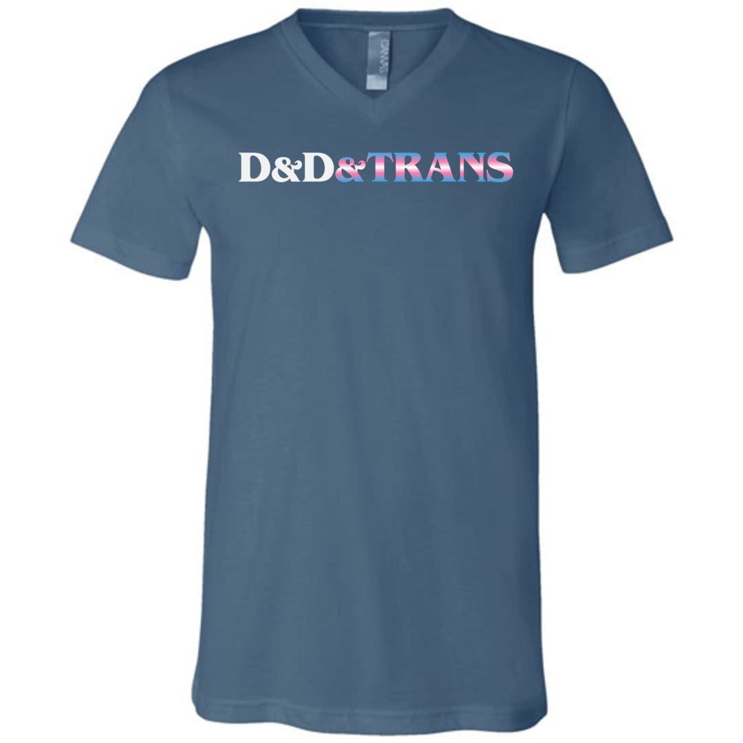 D&D&Trans Unisex Premium V-Neck Tee - Steel Blue / S