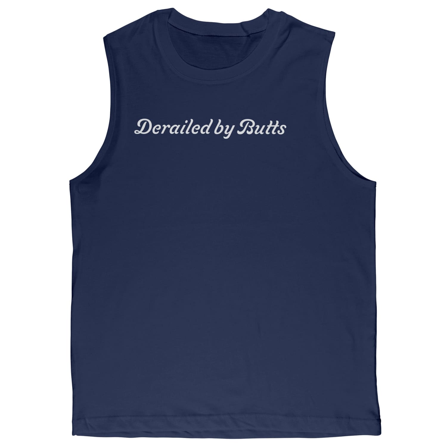Derailed By Butts Sleeveless Muscle Tee - Navy / S - Apparel