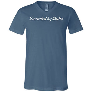 Derailed by Butts Unisex Premium V-Neck Tee - Steel Blue / S