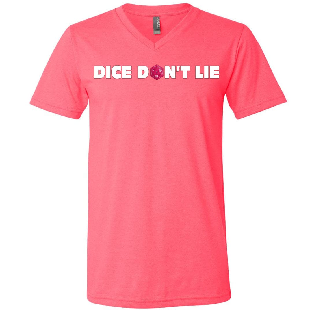 Dice Don’t Lie Unisex Premium V-Neck Tee - Neon Pink / S
