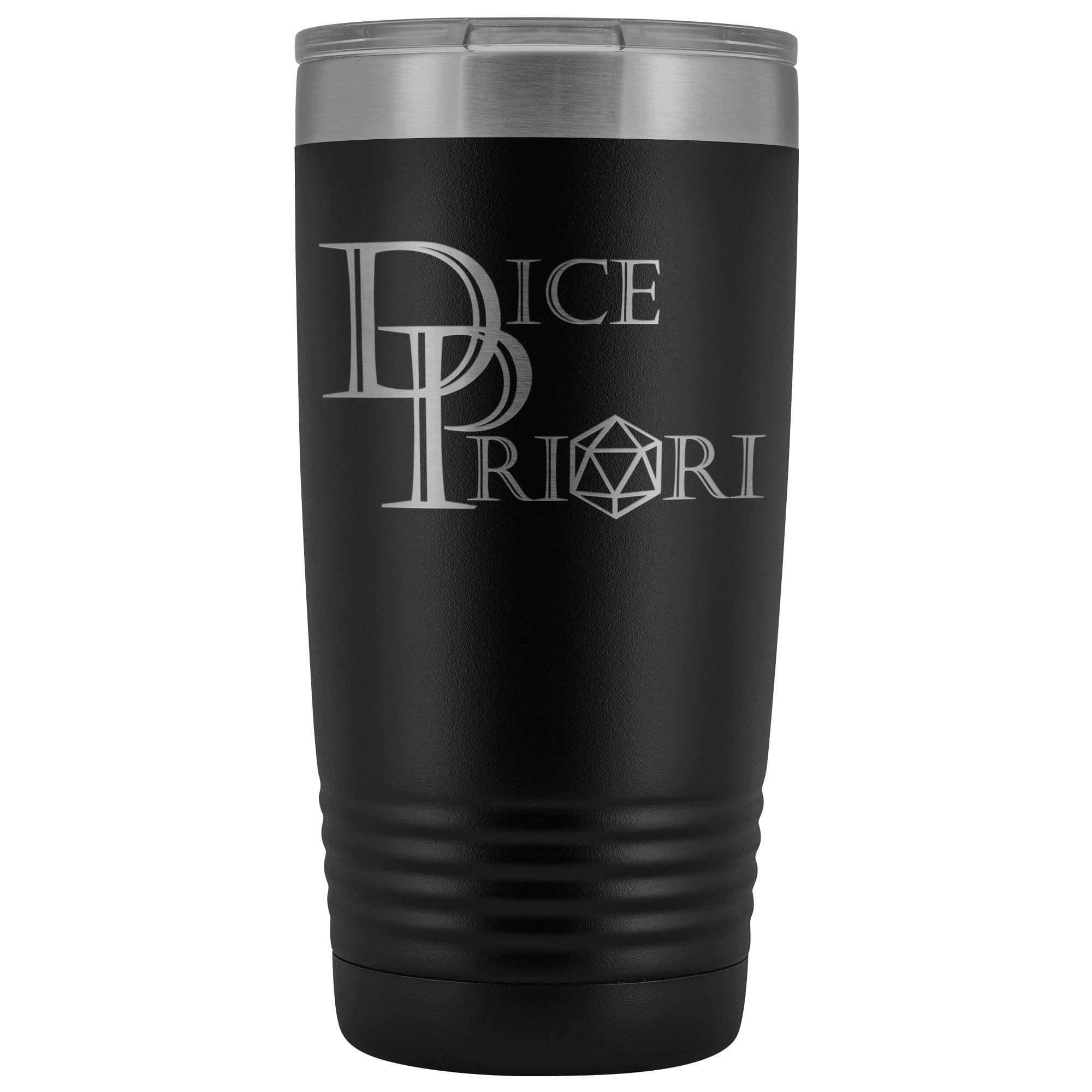 Dice Priori D20 Focus Text Logo 20oz Vacuum Tumbler - Black - Tumblers