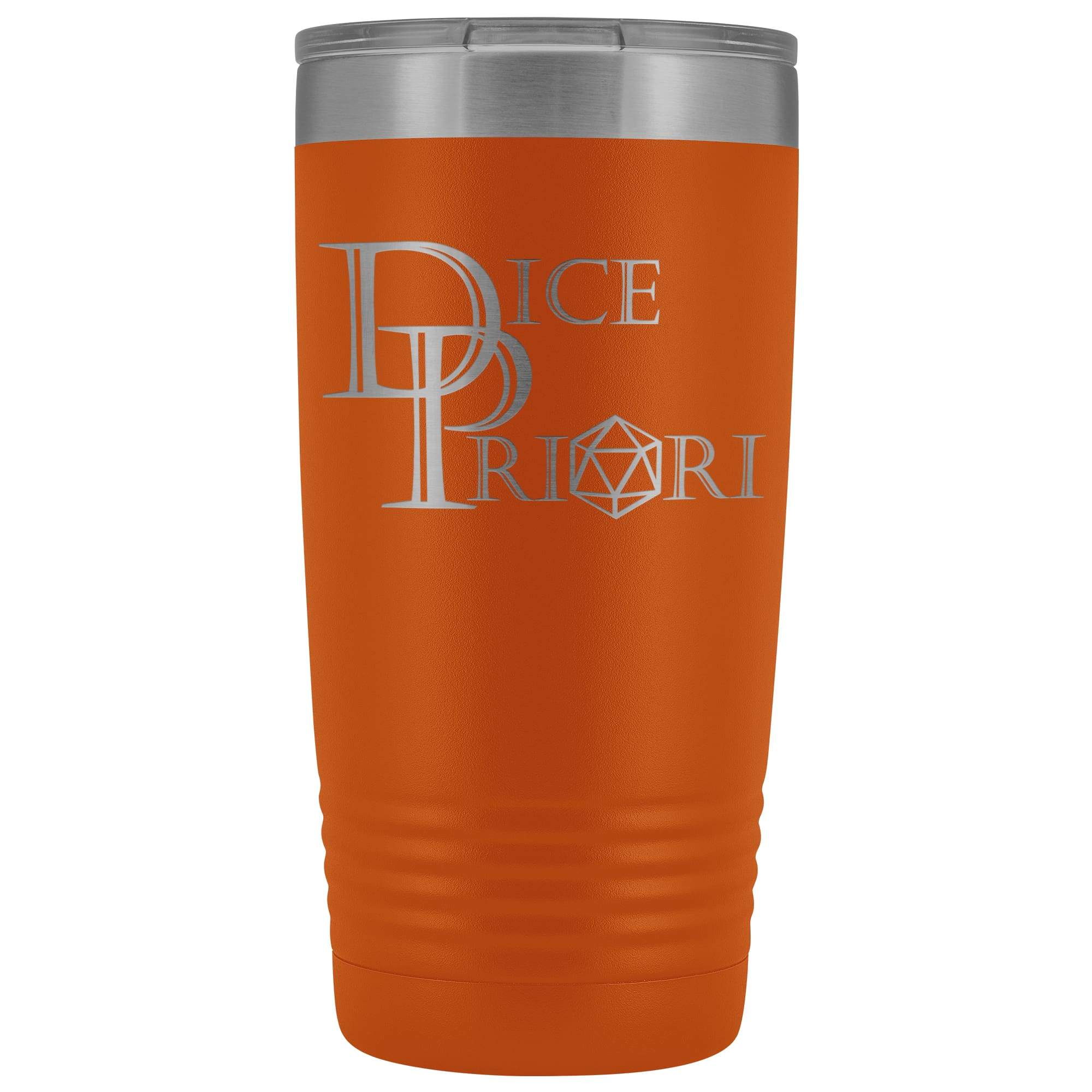 Dice Priori D20 Focus Text Logo 20oz Vacuum Tumbler - Orange - Tumblers