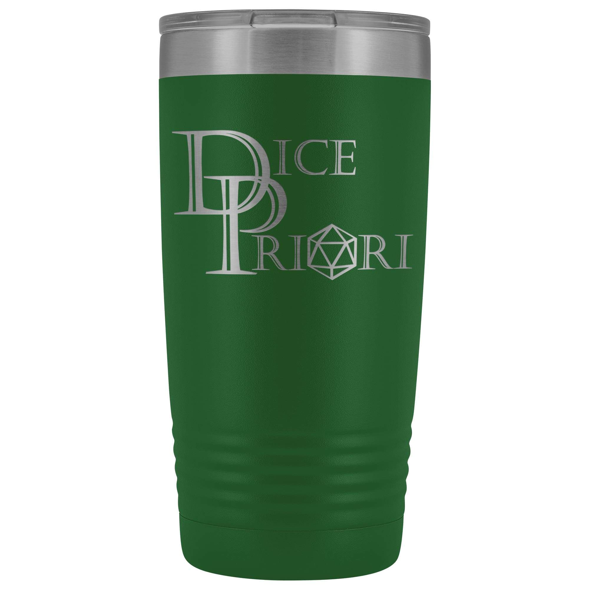 Dice Priori D20 Focus Text Logo 20oz Vacuum Tumbler - Green - Tumblers