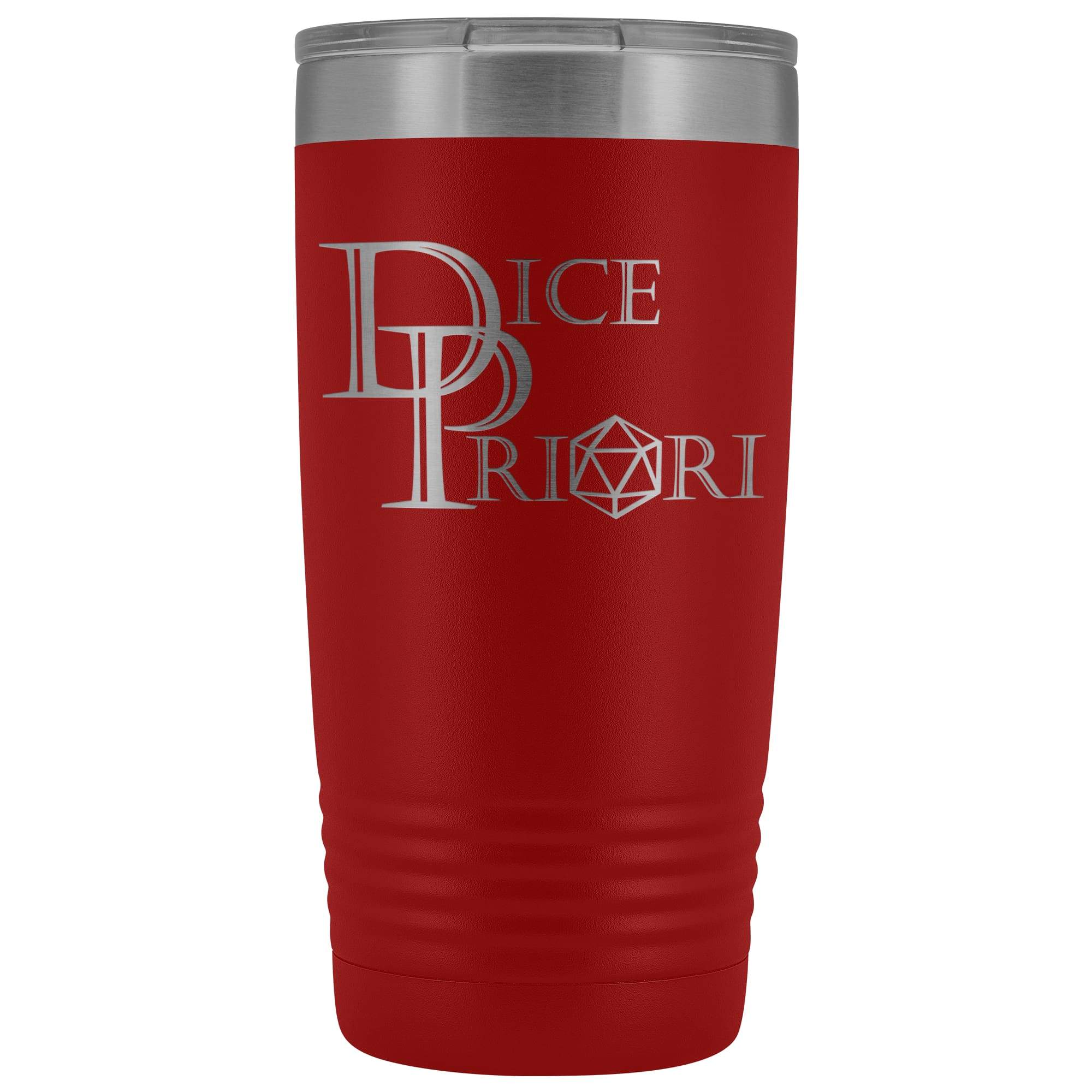 Dice Priori D20 Focus Text Logo 20oz Vacuum Tumbler - Red - Tumblers