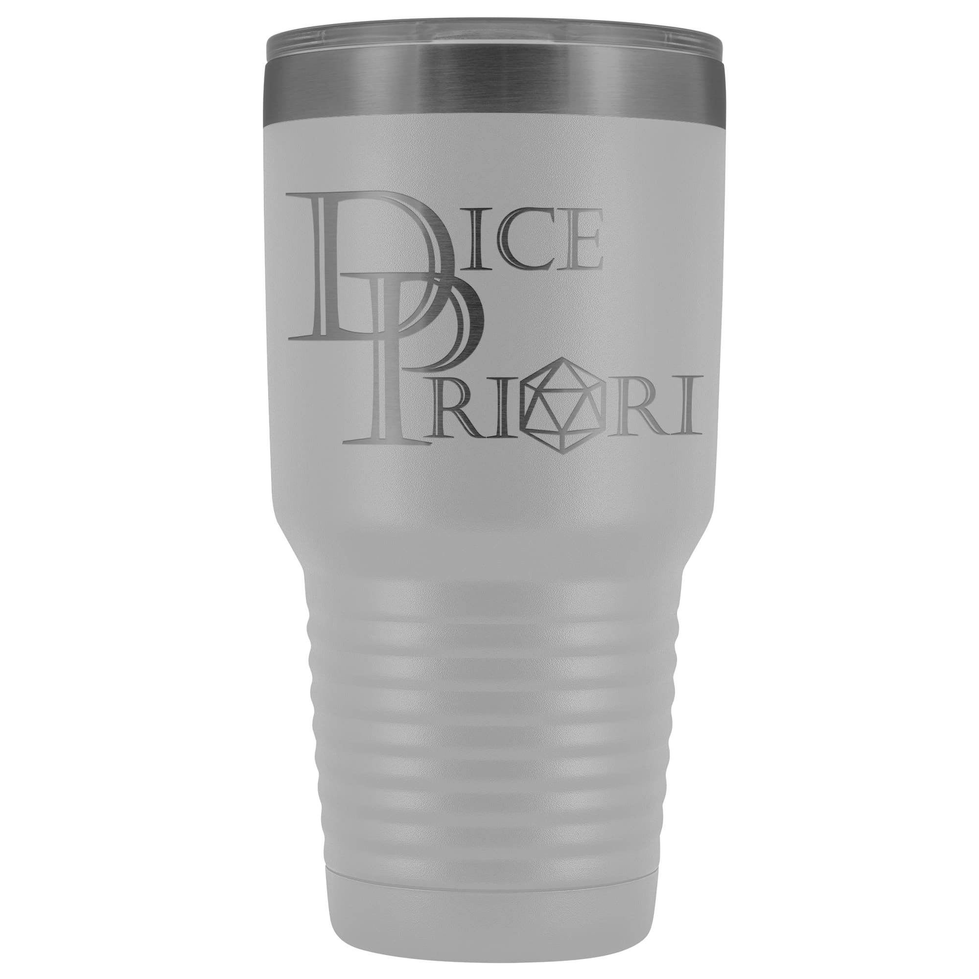 Dice Priori Classic Text Logo 30oz Vacuum Tumbler - White - Tumblers