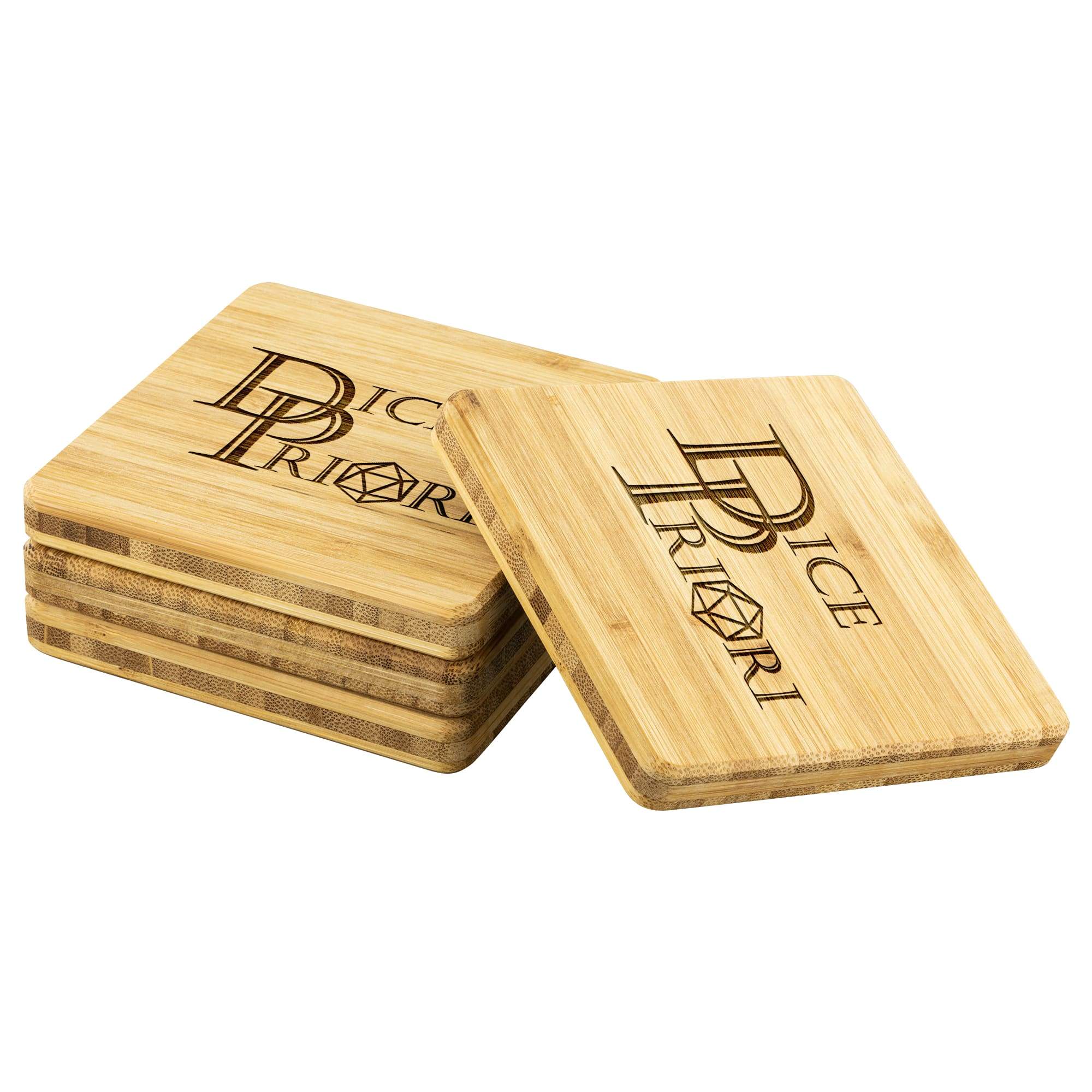 Dice Priori Classic Text Logo Bamboo Coasters (Set of 4) - Coasters