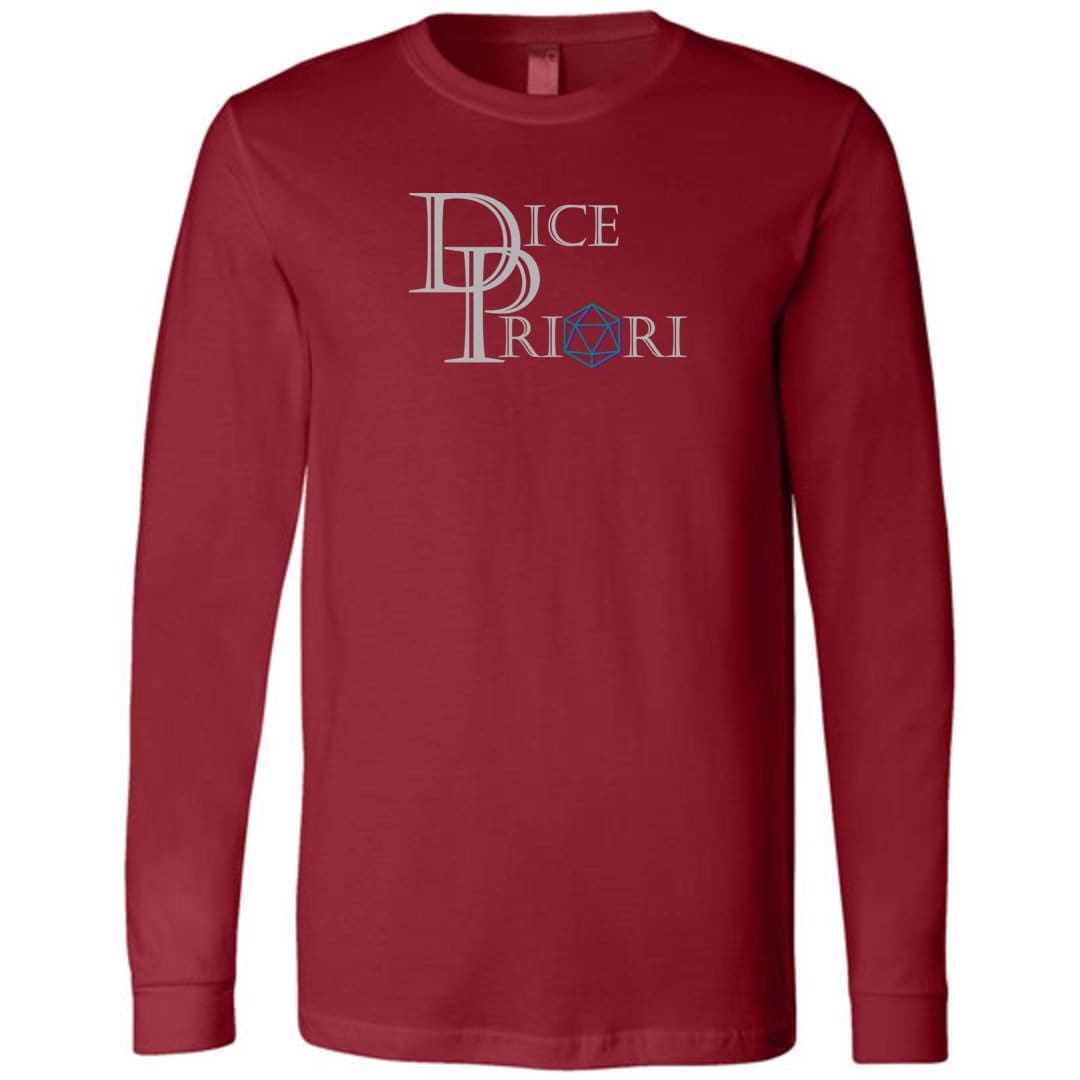 Dice Priori Classic Text Logo Dark Unisex Premium Long Sleeve Tee - Cardinal / S