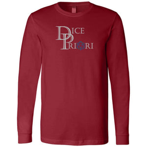 Dice Priori Classic Text Logo Dark Unisex Premium Long Sleeve Tee - Cardinal / S
