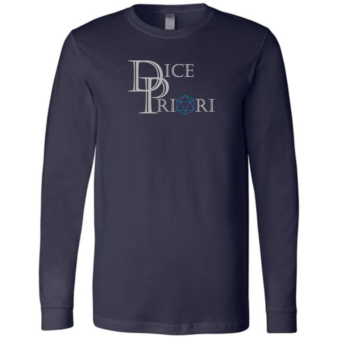 Dice Priori Classic Text Logo Dark Unisex Premium Long Sleeve Tee - Navy / S