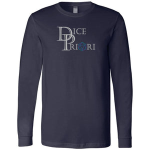 Dice Priori Classic Text Logo Dark Unisex Premium Long Sleeve Tee - Navy / S