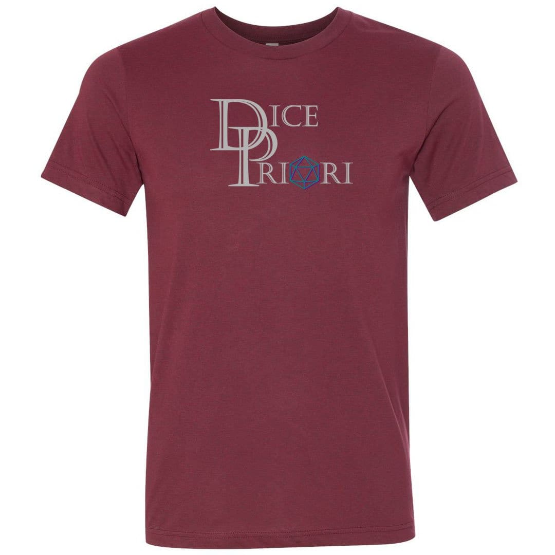 Dice Priori Classic Text Logo Dark Unisex Premium Tee - Heather Cardinal / XS