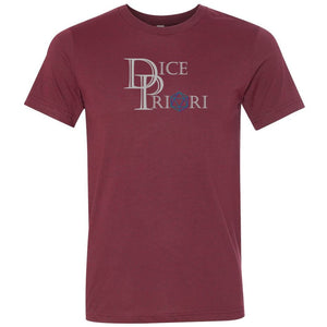 Dice Priori Classic Text Logo Dark Unisex Premium Tee - Heather Cardinal / XS