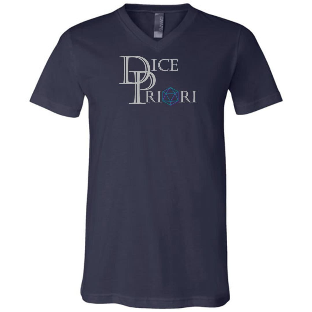 Dice Priori Classic Text Logo Dark Unisex Premium V-Neck Tee - Navy / S