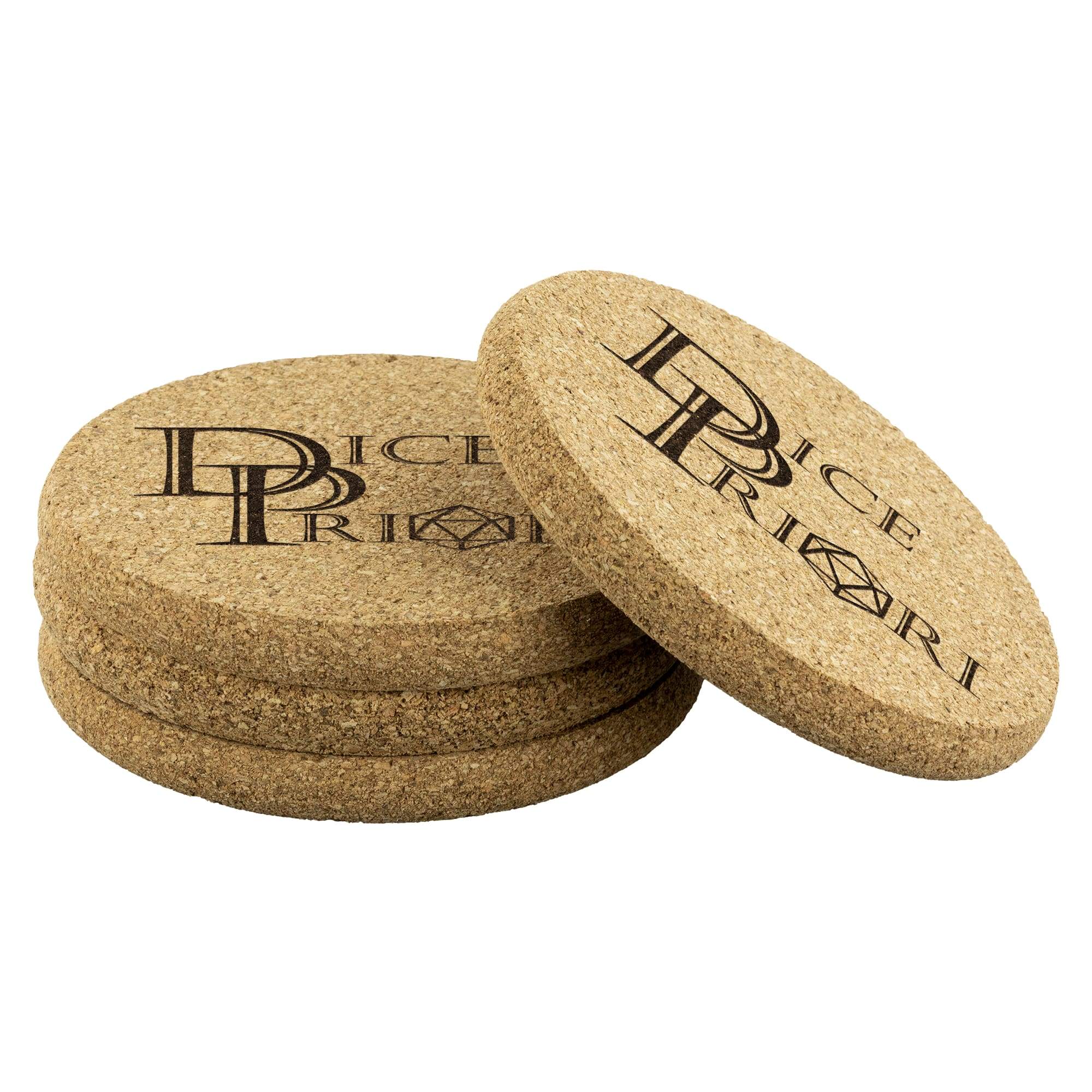 Dice Priori Classic Text Logo Round Cork Coaster (Set of 4) - Coasters