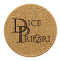Dice Priori Classic Text Logo Round Cork Coaster (Set of 4) - Round Cork Coaster - 4pc - Coasters