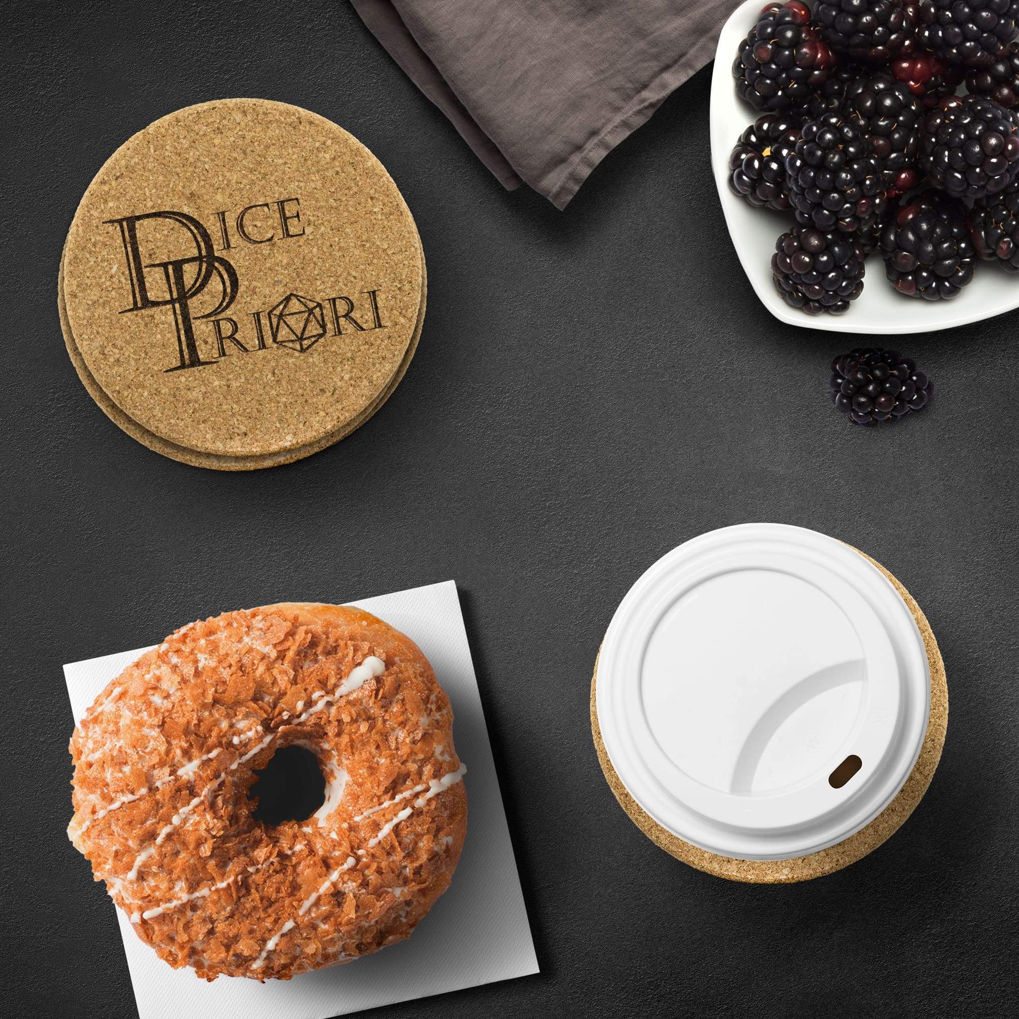 Dice Priori Classic Text Logo Round Cork Coaster (Set of 4) - Coasters