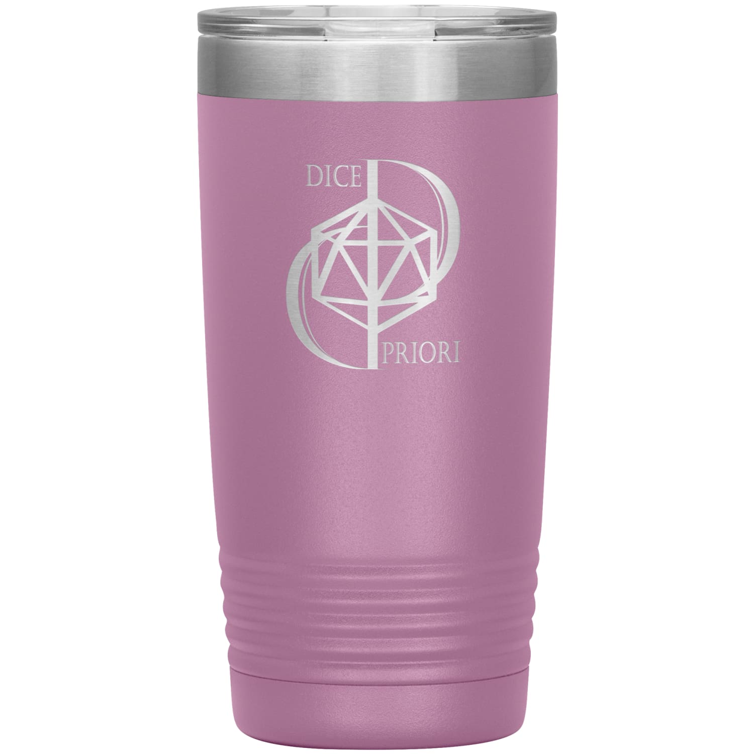 Dice Priori D20 Focus Text Logo 20oz Vacuum Tumbler - Light Purple - Dice Priori