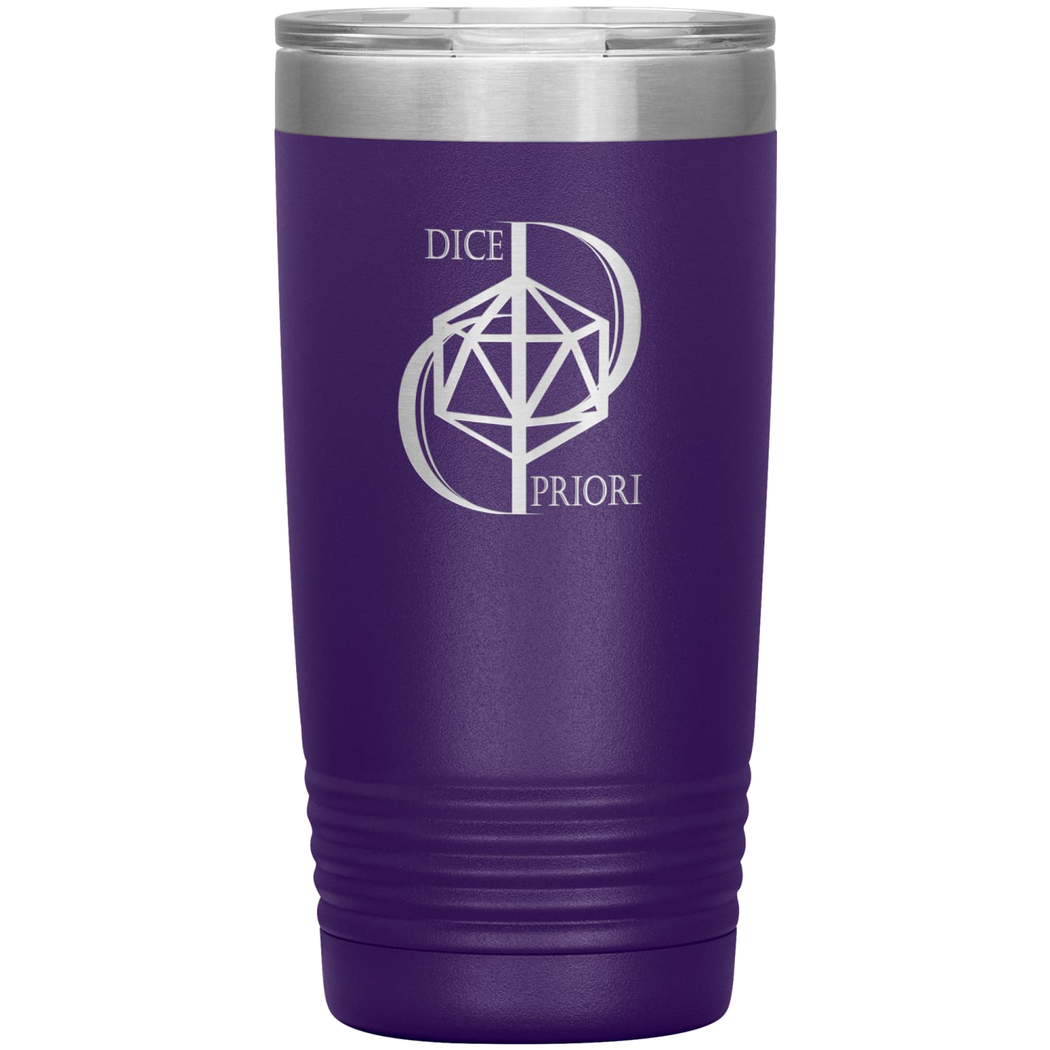 Dice Priori D20 Focus Text Logo 20oz Vacuum Tumbler - Purple - Dice Priori