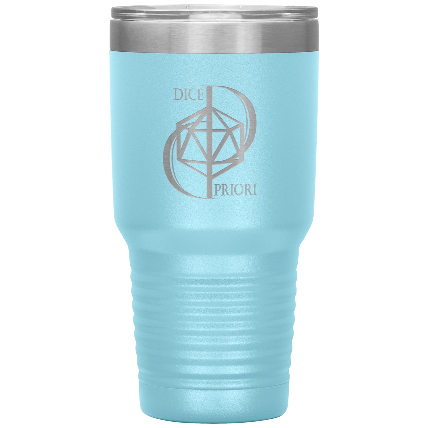 Dice Priori D20 Focus Text Logo 30oz Vacuum Tumbler - Light Blue - Dice Priori