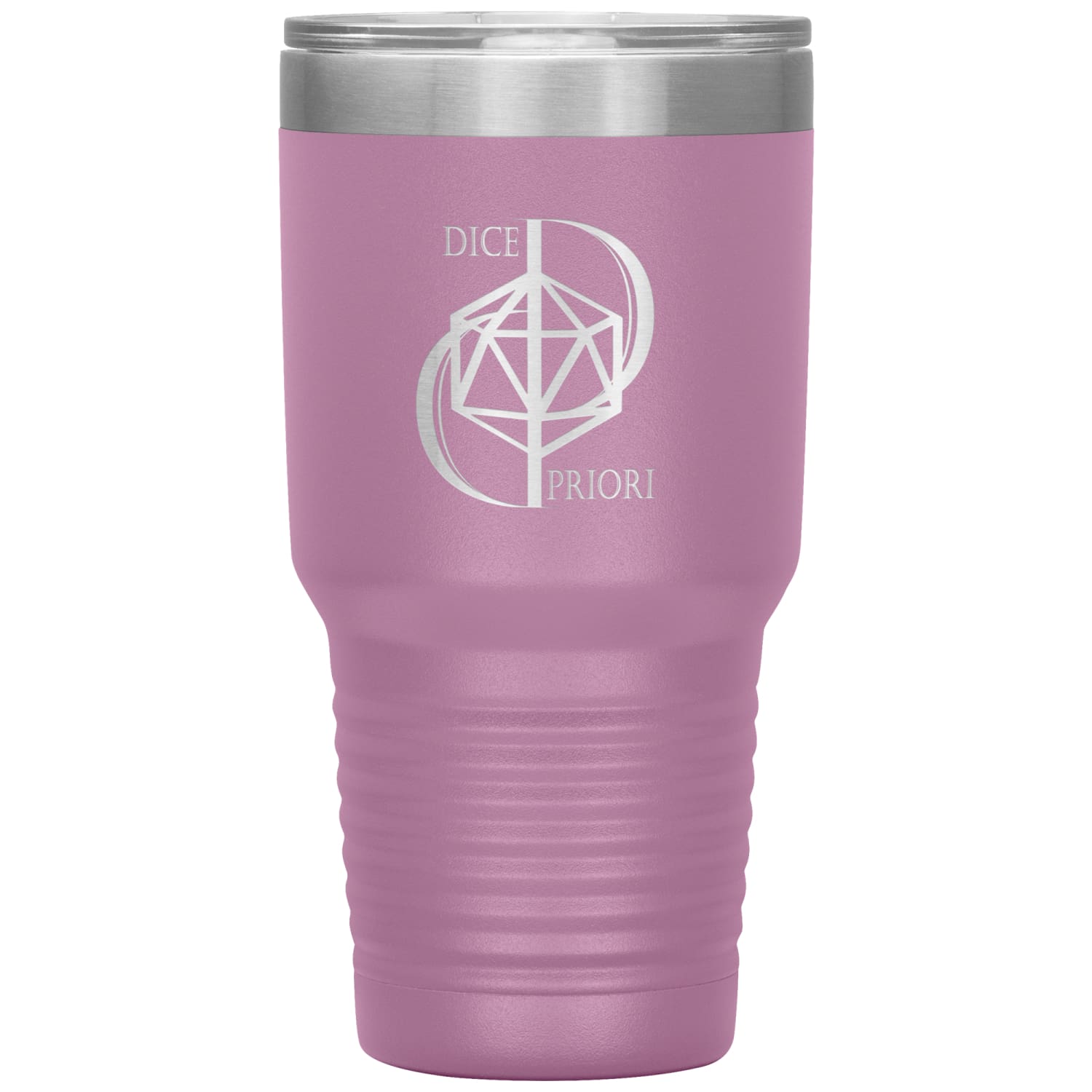 Dice Priori D20 Focus Text Logo 30oz Vacuum Tumbler - Light Purple - Dice Priori
