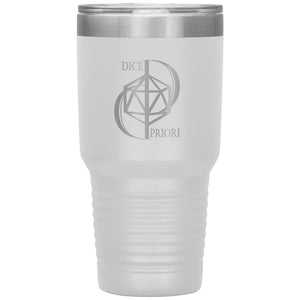Dice Priori D20 Focus Text Logo 30oz Vacuum Tumbler - White - Dice Priori