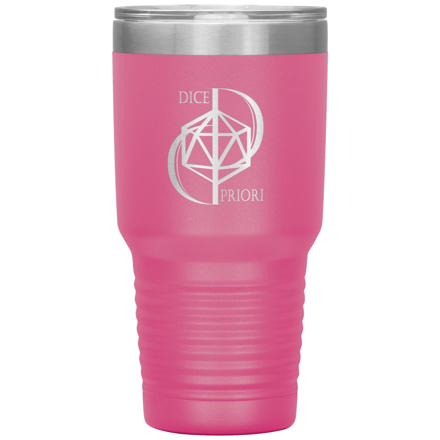 Dice Priori D20 Focus Text Logo 30oz Vacuum Tumbler - Pink - Dice Priori