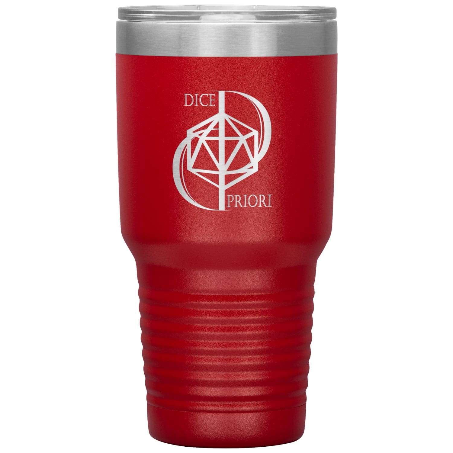 Dice Priori D20 Focus Text Logo 30oz Vacuum Tumbler - Red - Dice Priori