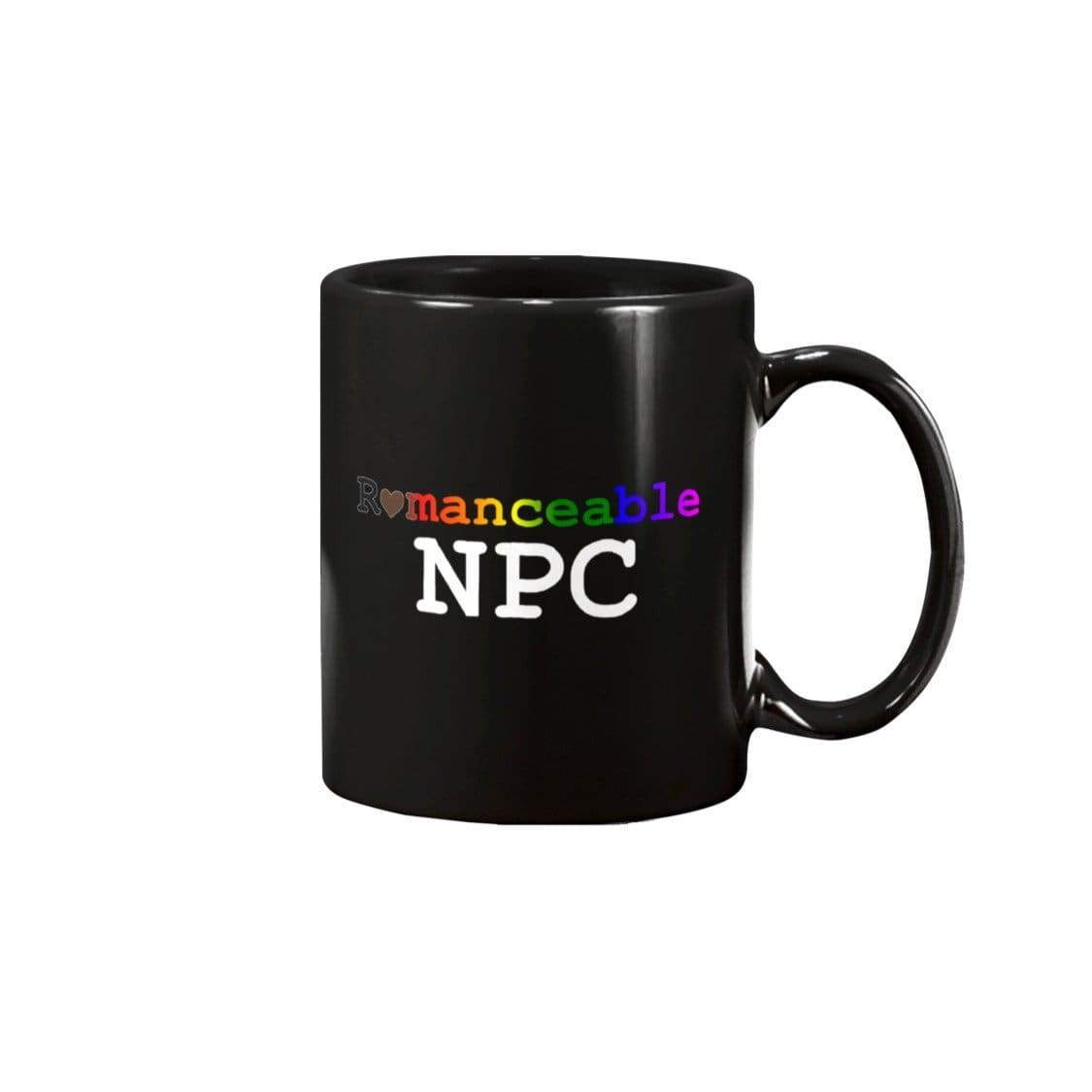 Dice Priori Romancable NPC Rainbow 11oz Coffee Mug - Black / 11OZ - Mugs