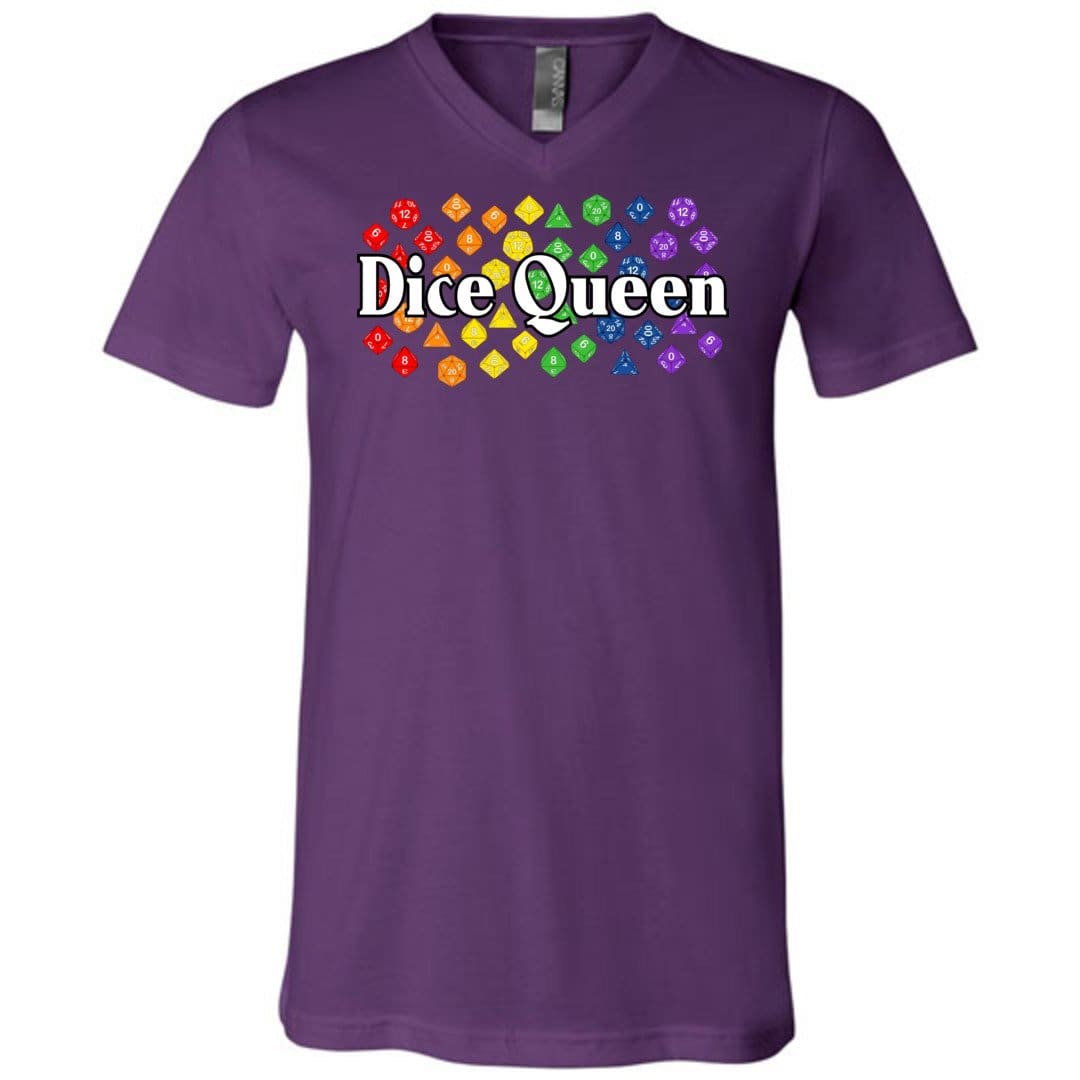 Dice Queen Rainbow Pride Unisex Premium V-Neck Tee - Team Purple / S