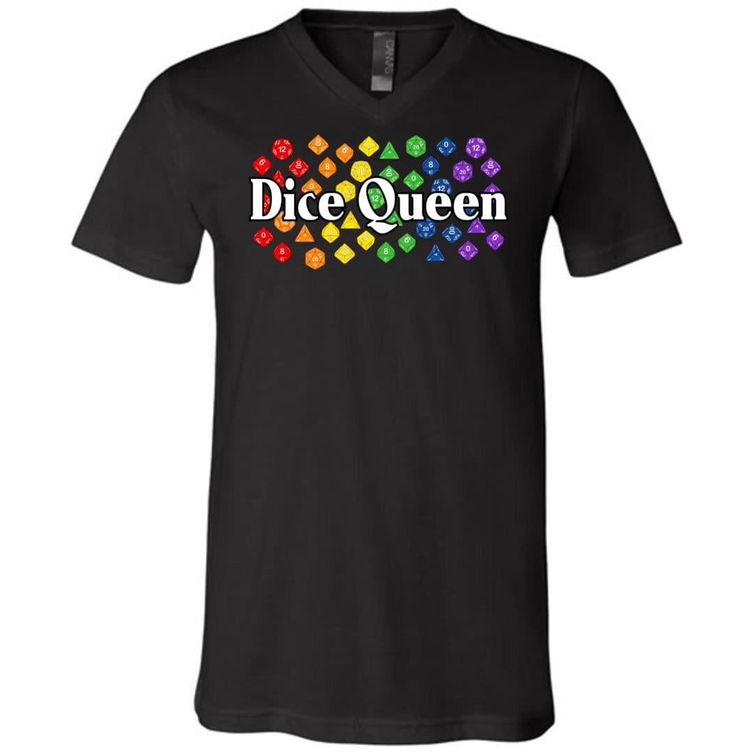 Dice Queen Rainbow Pride Unisex Premium V-Neck Tee - Black / S