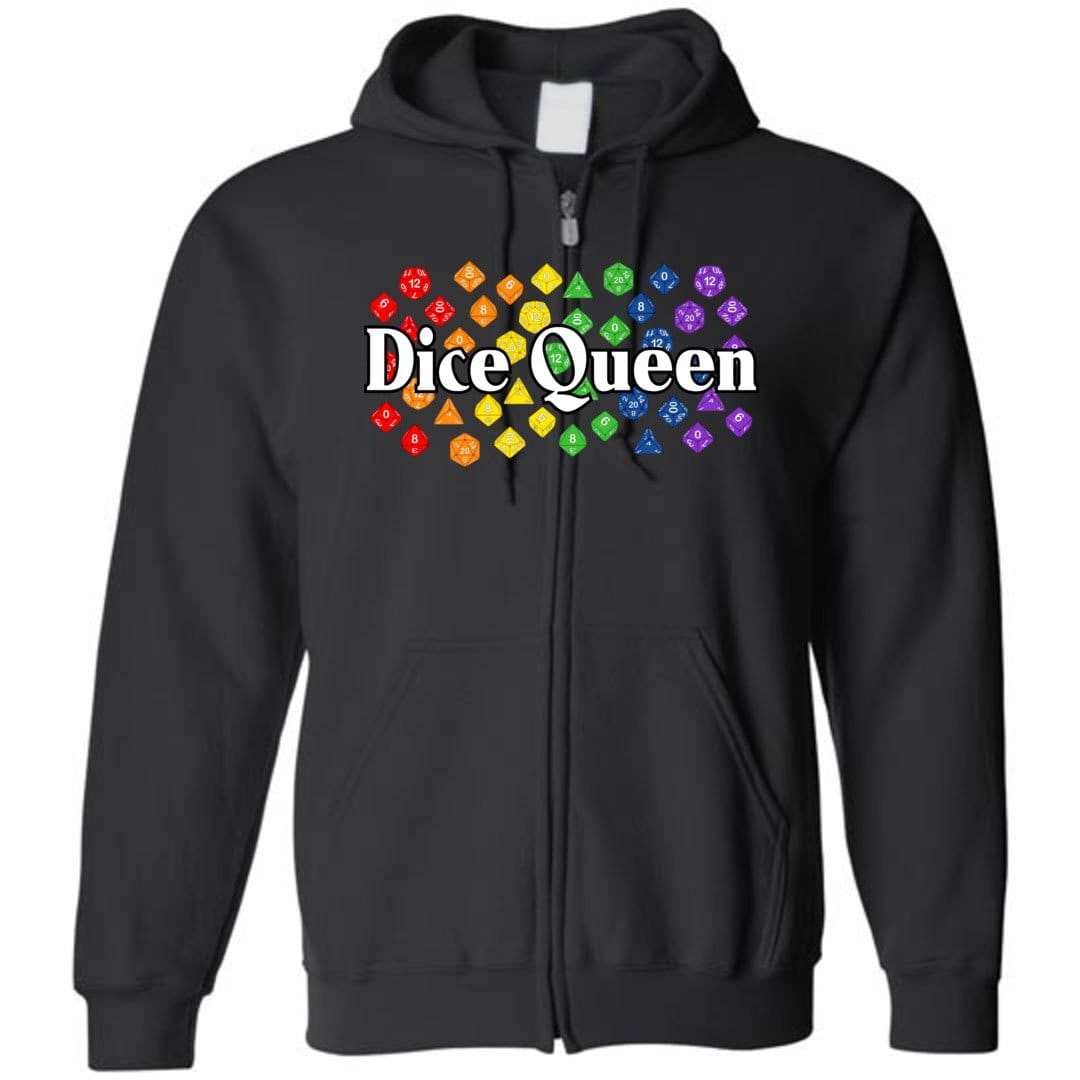 Dice Queen Rainbow Pride Unisex Zip Hoodie - Black / S