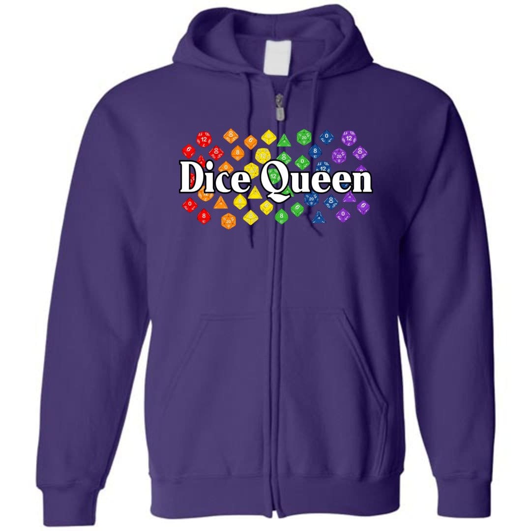 Dice Queen Rainbow Pride Unisex Zip Hoodie - Purple / S