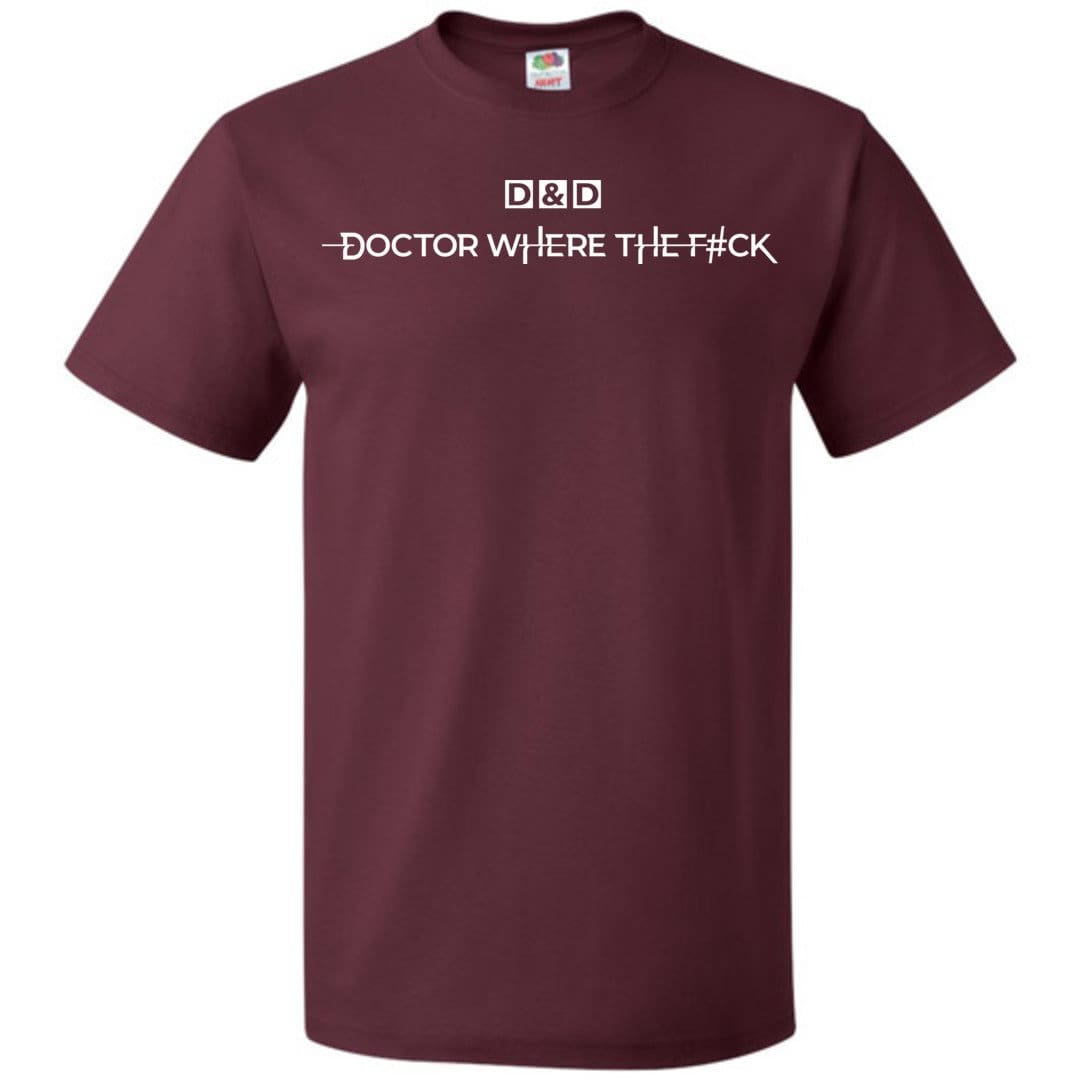 Doctor WTF D&D Logo Unisex Classic Tee - Maroon / S