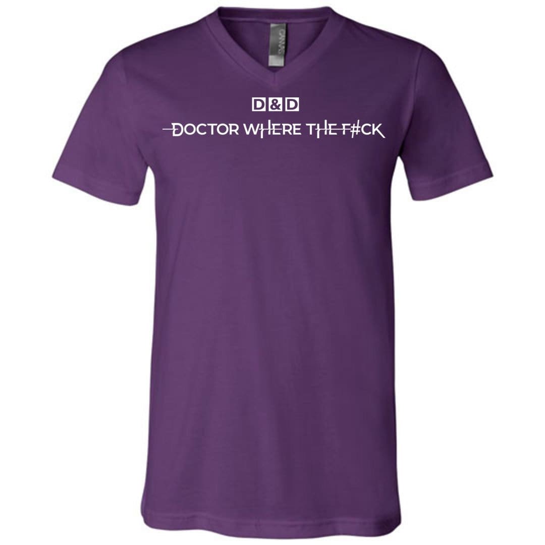 Doctor WTF D&D Logo Unisex Premium V-Neck Tee - Team Purple / S