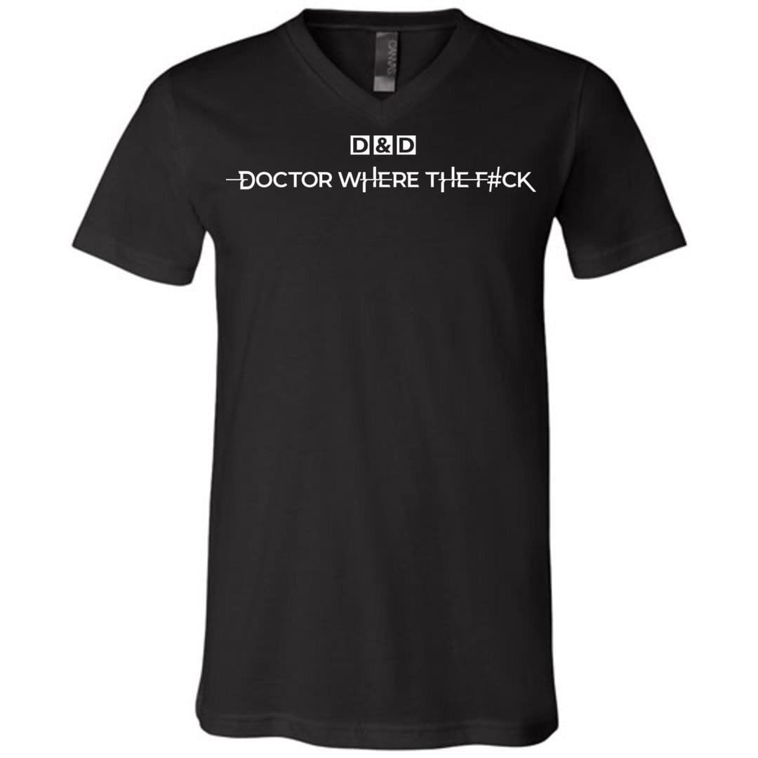 Doctor WTF D&D Logo Unisex Premium V-Neck Tee - Black / S
