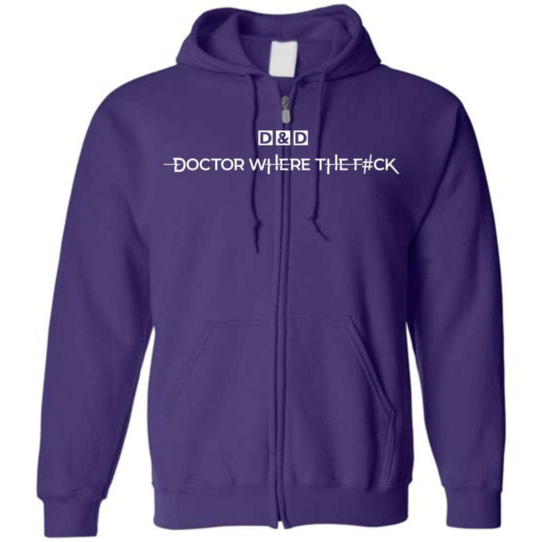 Doctor WTF D&D Logo Unisex Zip Hoodie - Purple / S