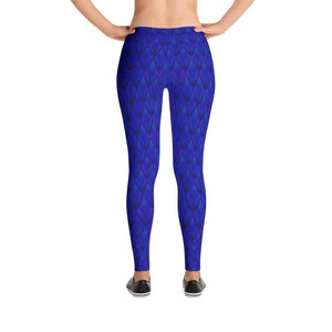 Dragon Scale Leggings - Blue Dragon - XS - All Over Prints