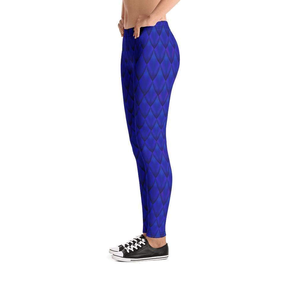 Dragon Scale Leggings - Blue Dragon - All Over Prints