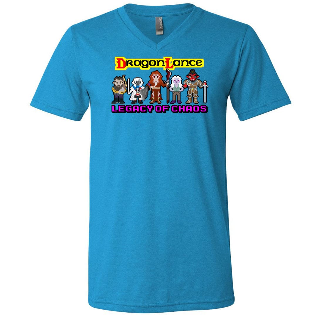 Dragonlance Legacy of Chaos Pixel Art Unisex Premium V-Neck Tee - Neon Blue / S
