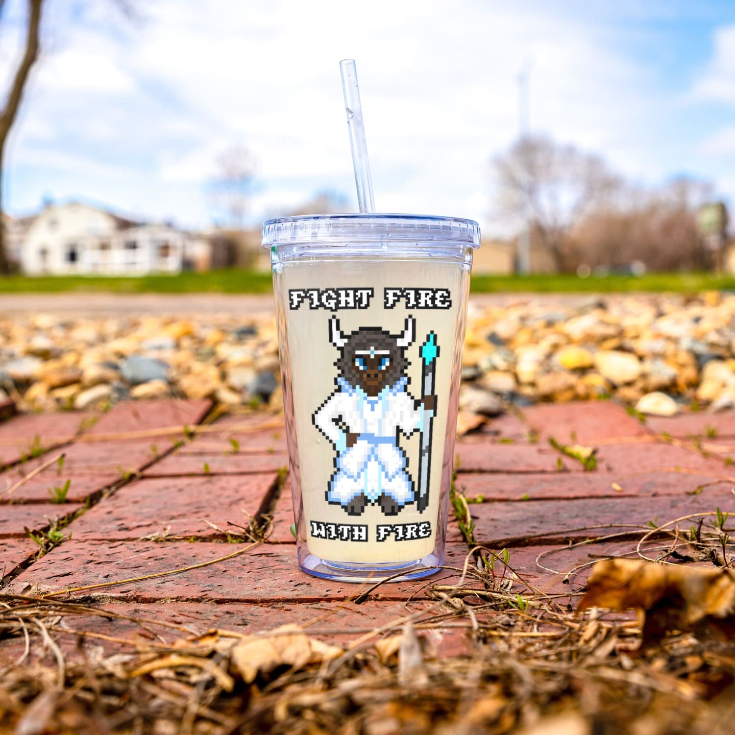 Dragons of Rebirth Aryth Pixel Quote 16oz Acrylic Tumbler - Drinkware