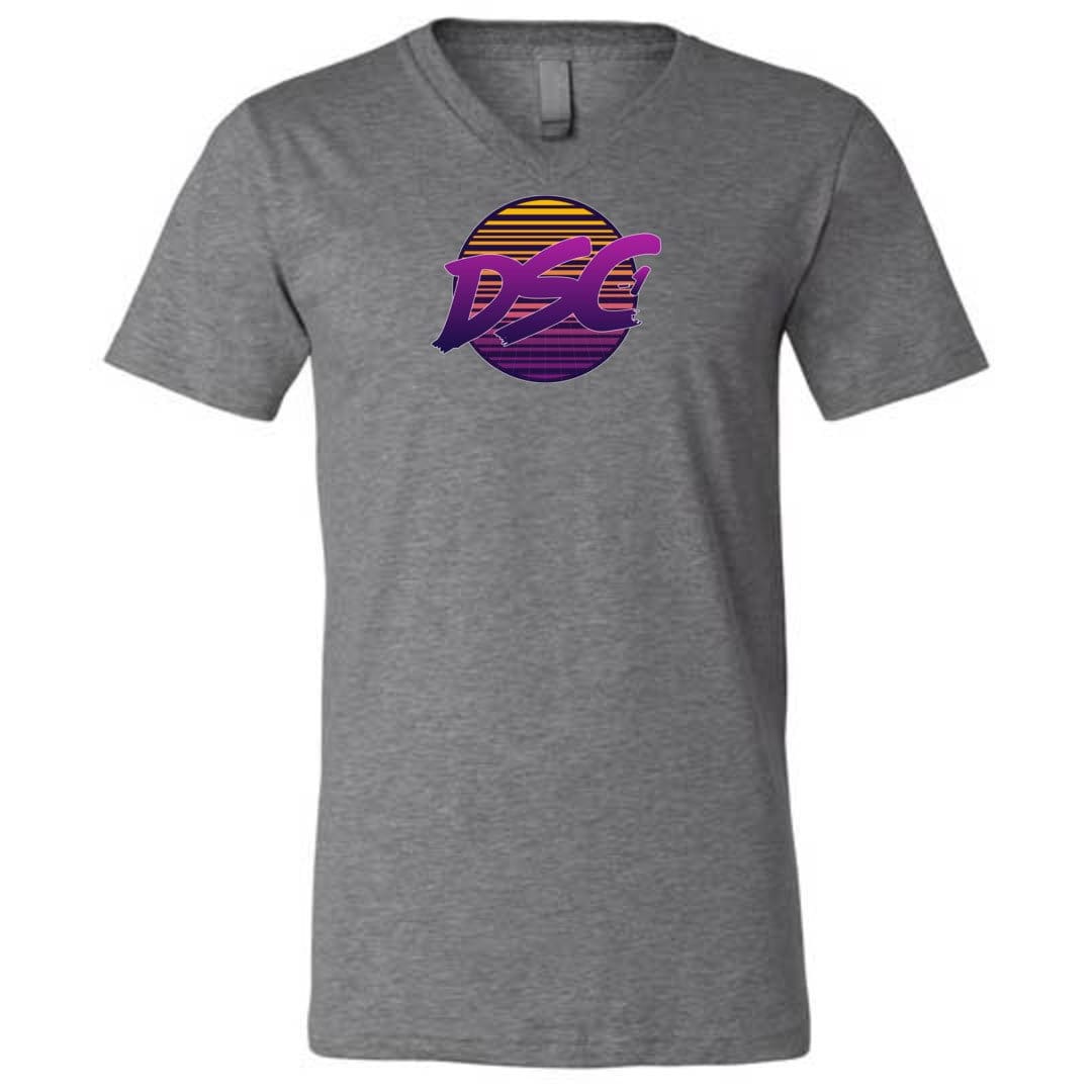 DSC 80’s Logo Unisex Premium V-Neck Tee - Deep Heather / S