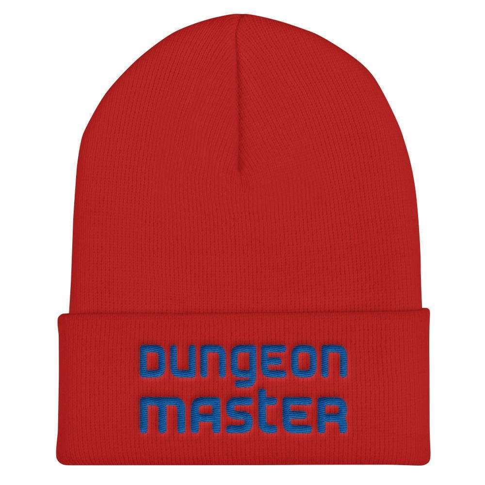 Dungeon Master DM Modern Blue Cuffed Beanie / Tuque - Red