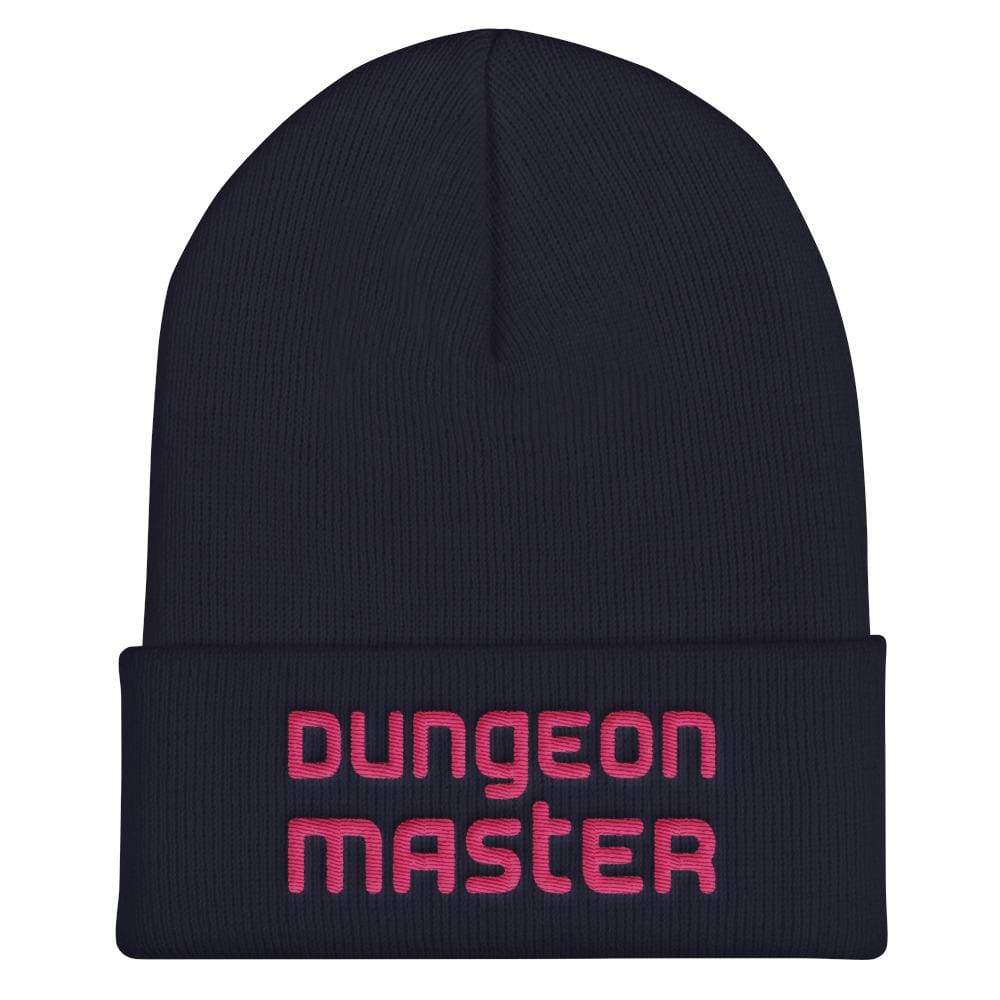 Dungeon Master DM Modern Pink Cuffed Beanie / Tuque - Navy