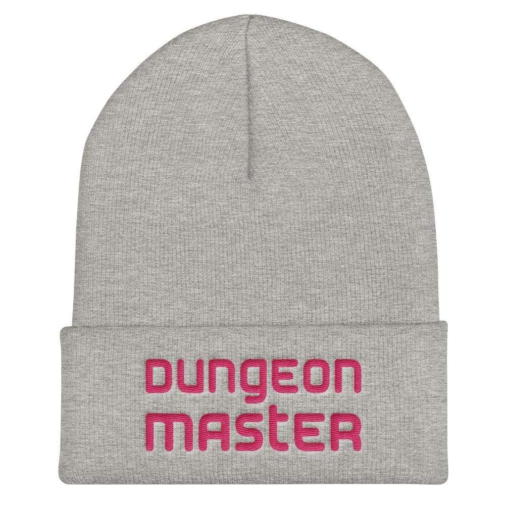 Dungeon Master DM Modern Pink Cuffed Beanie / Tuque - Heather Grey
