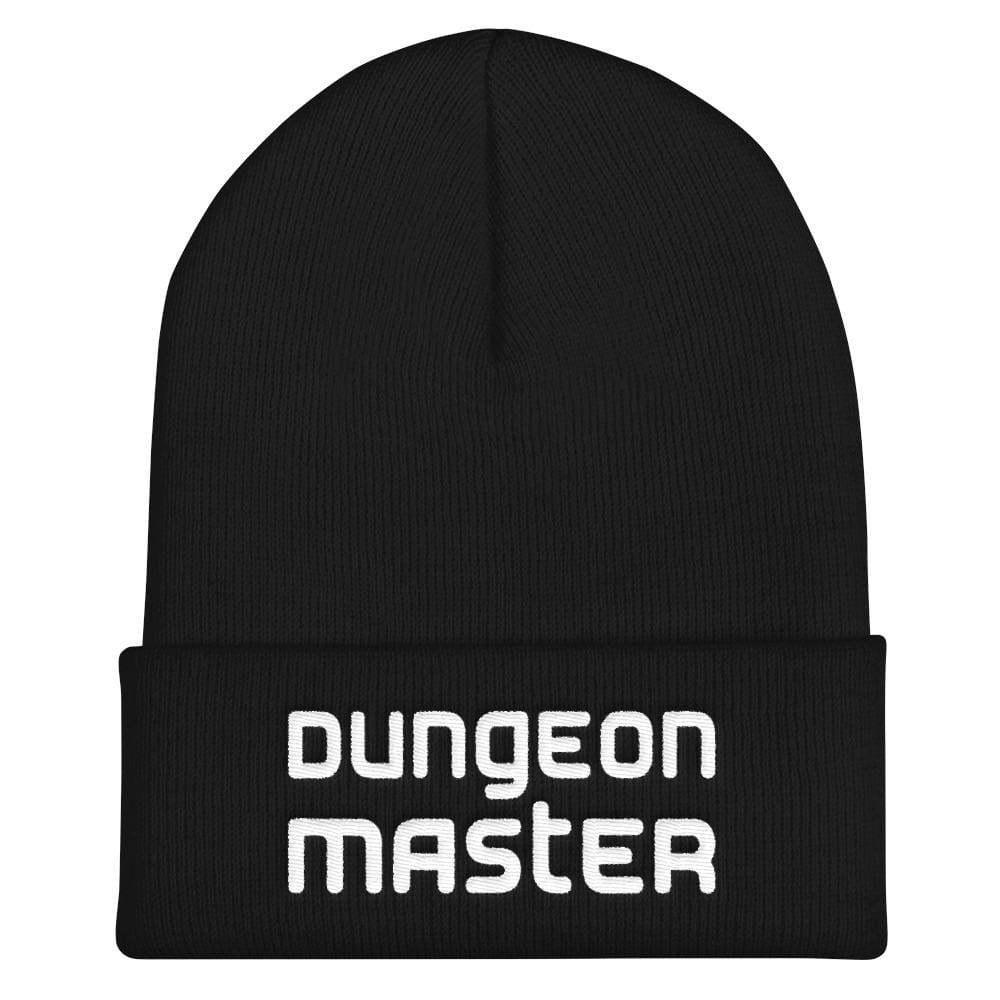 Dungeon Master DM Modern White Cuffed Beanie / Tuque - Black